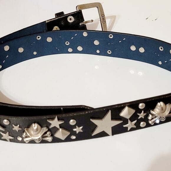 Skull and Crossbones With Cowboy Hat Leather Rhinestone Studded B… - Picture 3 of 7